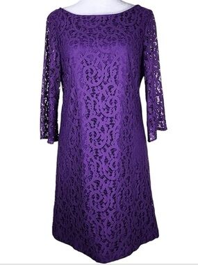 Nine West Purple Lace A-Line Women’s Dress